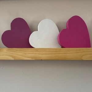 Heart-Shaped Wall Decor Set - Pink, White, and Purple